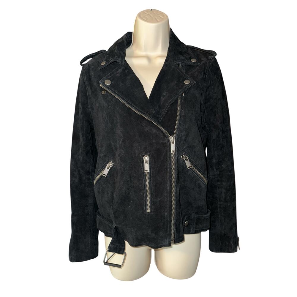 Selected Femme Biker Jacket Women Black Suede Moto 36